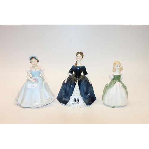 86 - Three Royal Doulton figurines, Debbie HN2385, The Bridesmaid HN2196 and Penny HN2338, (3).