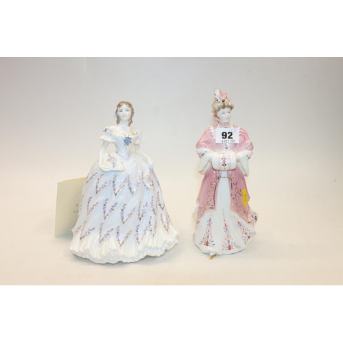 92 - Coalport figurine 'Lady Harriet and a Royal Worcester figurine 'The Last Waltz'.