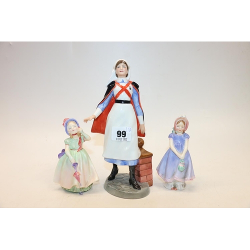 99 - Three Royal Doulton figurines, Nurse HN4287, Ivy HN1768 and Babie HN1679, (3)