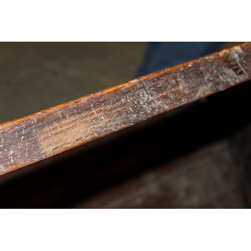 404 - 17th century style oak refectory table, with fixed plank top, above a carved frieze, raised on turne... 