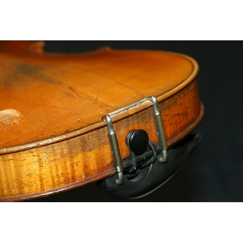 192 - Cased antique violin and bow.