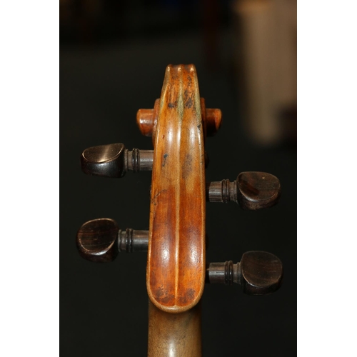 192 - Cased antique violin and bow.