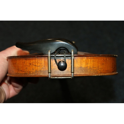 192 - Cased antique violin and bow.