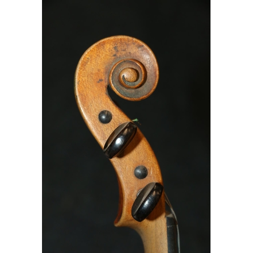 192 - Cased antique violin and bow.