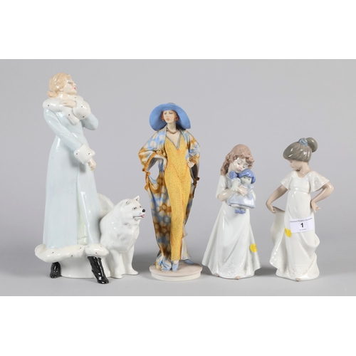 1 - Royal Doulton porcelain lady; Classique (Isobel); CL3980 27cm high; together with Winter Walk HN3052... 