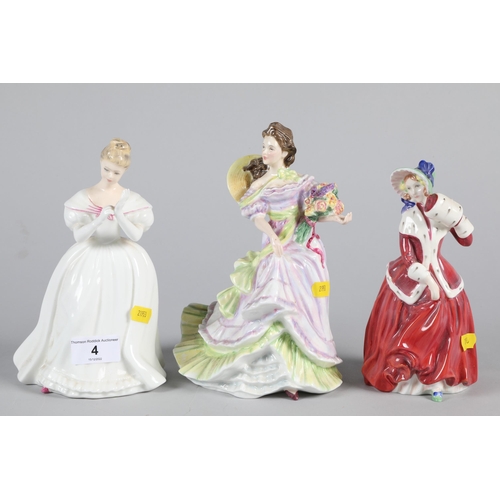 4 - Three Royal Doulton porcelain ladies; Christmas Morn HN1992; Denise HN2477 & Summertime HN3478 (... 