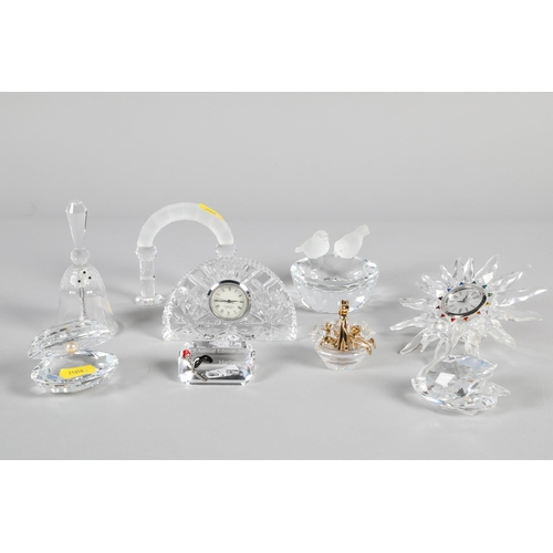 46 - Assorted Swarovski crystal glass ornaments to include Clock; Oyster Shells and Bell