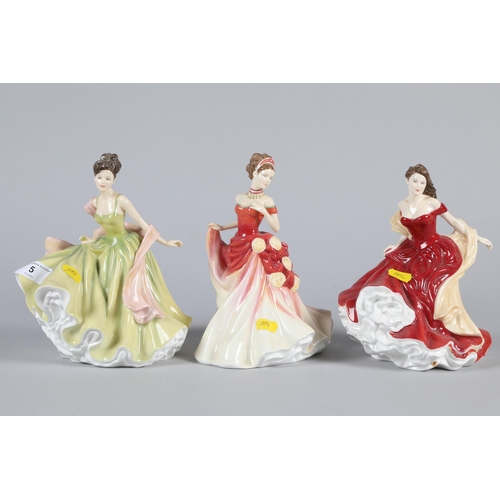 5 - Three Royal Doulton porcelain ladies; Spring Ball HN5467; Winter Ball HN5466 & Autumn Ball HN546... 