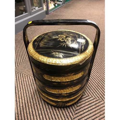 Japanese lacquered stacking basket