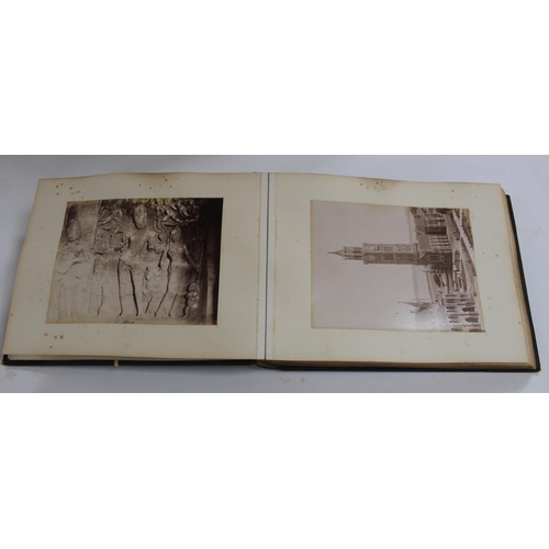 31 - Photographs. India. Rubbed dark morocco oblong folio album cont. over 65 Victorian photographs ... 