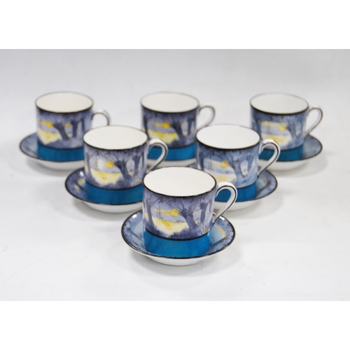 227 - Royal Doulton Art Deco design six-place coffee set comprising six matching coffee cans and saucers d... 