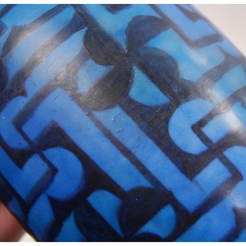 228 - Royal Lancastrian vase with all over abstract decoration on two-tone blue ground, monogrammed, backs... 