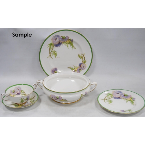 236 - Part Royal Doulton 'Glamis Thistle' pattern dinner set, signed P Curnock, to include dinner plates, ... 