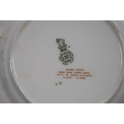 236 - Part Royal Doulton 'Glamis Thistle' pattern dinner set, signed P Curnock, to include dinner plates, ... 