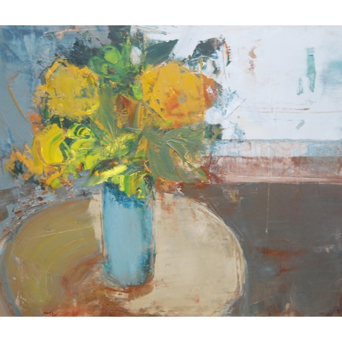 283 - Mardi Barrie RSW (Scottish, b. 1931)'Turn of the Hill' (still life of flowers in a vase)Signed Mardi... 