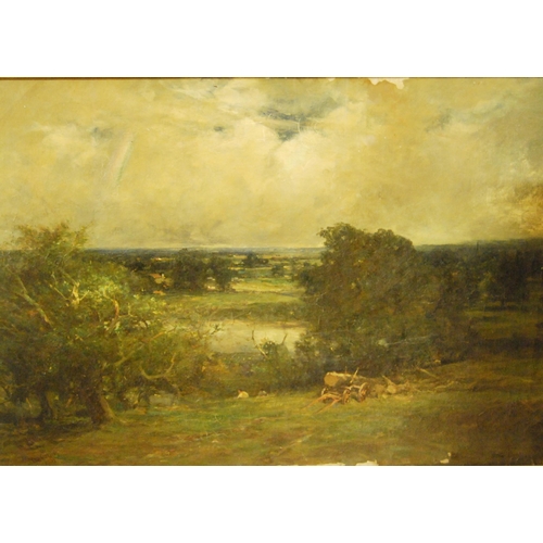 286 - Armstrong (19th Century)Landscape with log cartSigned Armstrong and dated 1901, oil on canvas, 84cm ... 