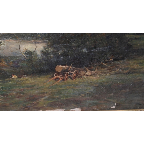 286 - Armstrong (19th Century)Landscape with log cartSigned Armstrong and dated 1901, oil on canvas, 84cm ... 