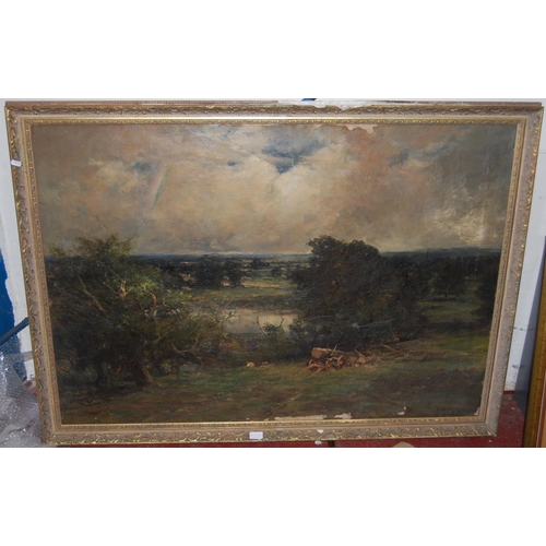 286 - Armstrong (19th Century)Landscape with log cartSigned Armstrong and dated 1901, oil on canvas, 84cm ... 