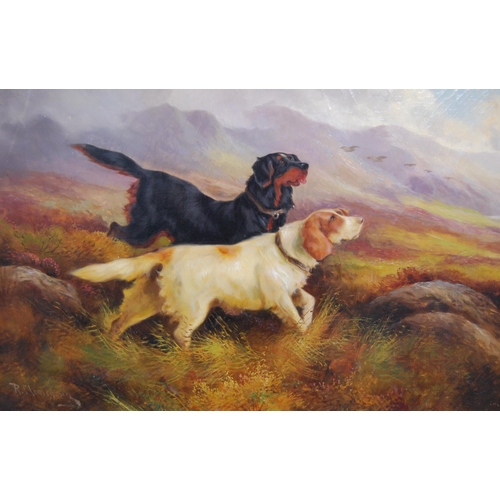 288 - Robert Cleminson (Scottish, 1864 - 1903)Gun dogs on a grouse moorSigned R Cleminson, oil on canvas, ... 