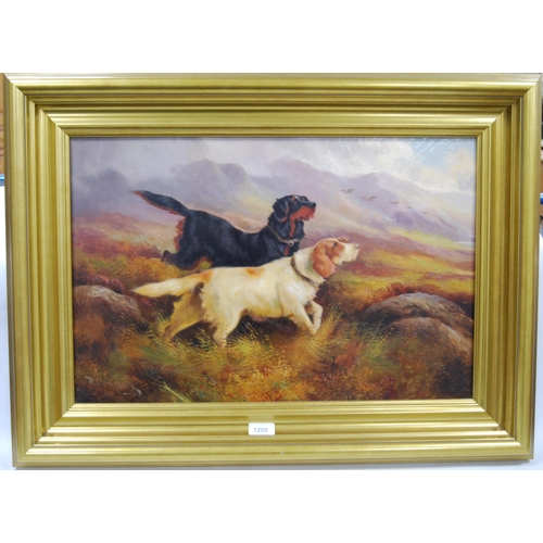 288 - Robert Cleminson (Scottish, 1864 - 1903)Gun dogs on a grouse moorSigned R Cleminson, oil on canvas, ... 