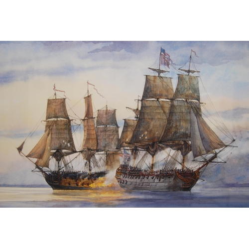 290 - Geoffrey Huband (English, b. 1945)Galleons at seaSigned, watercolour, 51cm x 71.5cm.  ARR... 