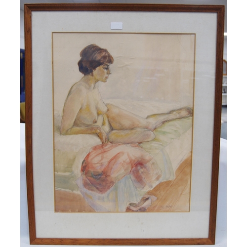 295 - Jane Fyfe (Scottish, 1914 - 2011)Reclining NudeSigned, gouache, 59.5cm x 49.5cm.  ARR... 