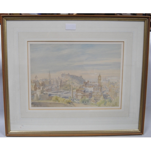 299 - Charles Sidney Cheston RWS (British, 1882 - 1960)Edinburgh from Calton HillSigned, watercolour, 24.5... 