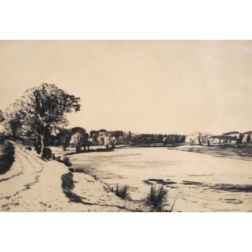 302 - George Houston RSA RSW (Scottish, 1869 - 1947)The Nith at EllislandSigned in pencil, etching, 17cm x... 