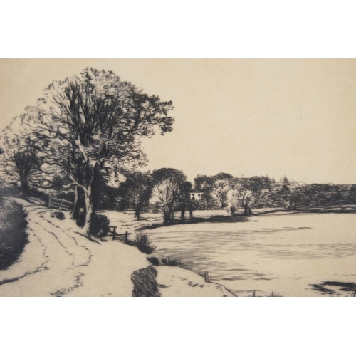 302 - George Houston RSA RSW (Scottish, 1869 - 1947)The Nith at EllislandSigned in pencil, etching, 17cm x... 