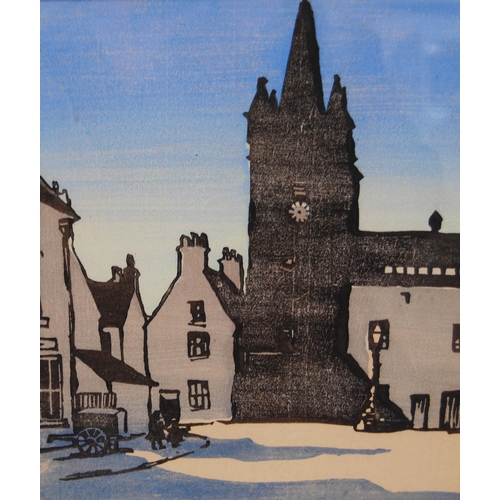 304 - Attributed to Anna Mary Hotchkis (Scottish, 1885 - 1984)Kirkcudbright TolboothBlock print, 26cm x 22... 