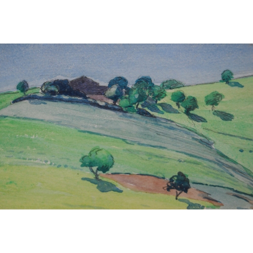 308 - David Sassoon (British, 1888 - 1978)Galloway hill with treesSigned D Sassoon, watercolour, 9cm x 22.... 