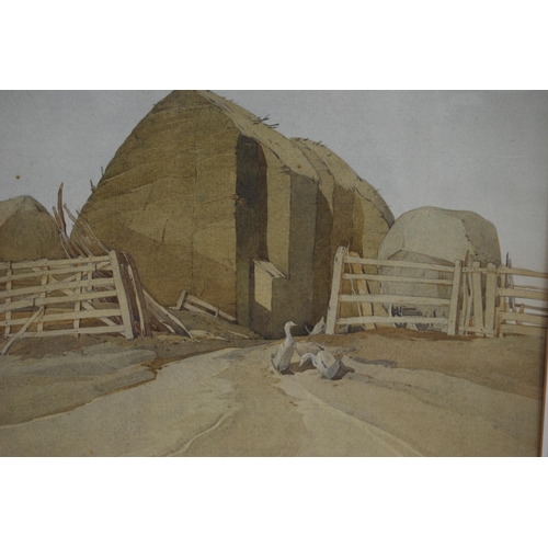 309 - Harold H Holden RSW ARCA (English, 1885 - 1977)Ricks at WoodendSigned, watercolour, 27cm x 42.5cm.  ... 