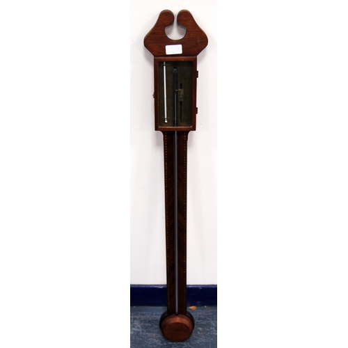 162 - 19th century Scottish inlaid mahogany stick barometer, signed to the brass dial, with mercury and th... 