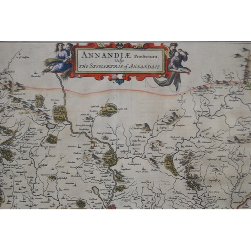 177 - After Johan Blaeu, Timothy Pont'The Stewartrie of Annandale'Hand-coloured map, 41.5cm x 50cm.... 