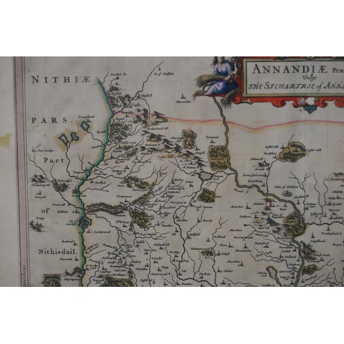 177 - After Johan Blaeu, Timothy Pont'The Stewartrie of Annandale'Hand-coloured map, 41.5cm x 50cm.... 