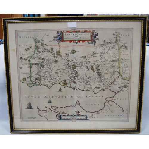 177 - After Johan Blaeu, Timothy Pont'The Stewartrie of Annandale'Hand-coloured map, 41.5cm x 50cm.... 