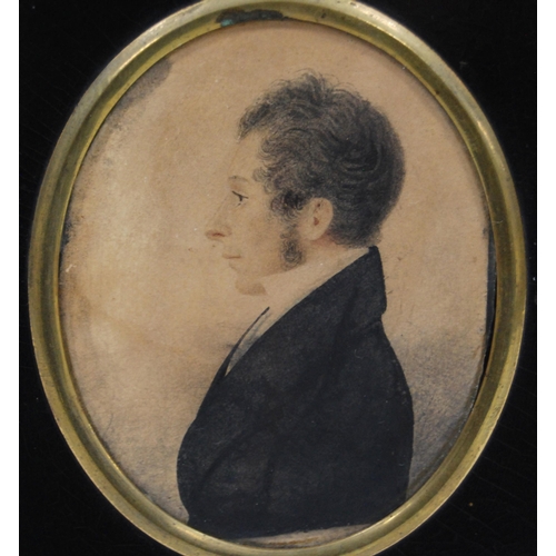 360 - Attributed to John Faed RSA (Scottish, 1819-1902) Portrait silhouette of a gentleman in profile Wate... 