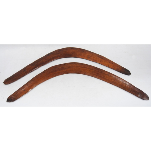 183 - Near-pair of Aboriginal boomerangs, c. early to mid 20th century, 49cm long, 5.5cm and 6cm deep.&nbs... 