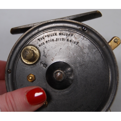 188 - Fishing interest: Hardy Bros 'The Silex Major' reel, nos. 2206 21131 and 4163, with ivorine handle.... 