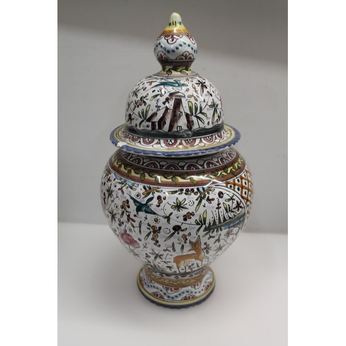 100G - Portuguese heavily decorated urn and cover.