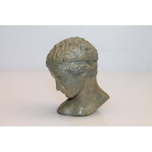 43 - Painted metal Roman style bust, 10cm.