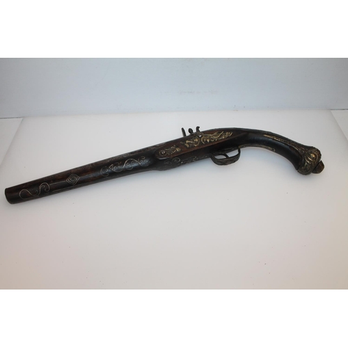 46 - Indian flintlock pistol, 49cm.