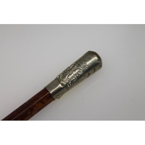 55 - Swagger stick with white metal top, 70cm.