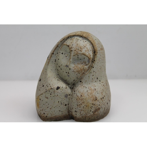 58 - Studio pottery abstract model of a hooded female, 13.5cm.