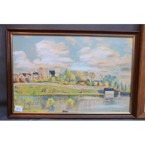 559 - W EDMOND, pastoral landscape, watercolour, signed and dated '96 lower left, 29cm x 53cm and another.... 