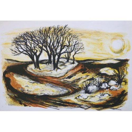 560 - CYRIL WILSON of Dumfries (1911-2002), Galloway Landscape, print, inscribed, 32cm x 47cm, sheet size ... 