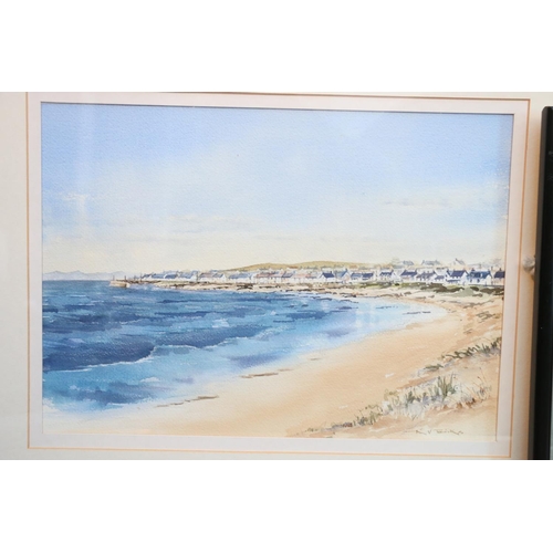 561 - K V BIRKS, coastal village on a bay, watercolour, signed lower right, 24cm x 34cm, frame 46cm x 55cm... 