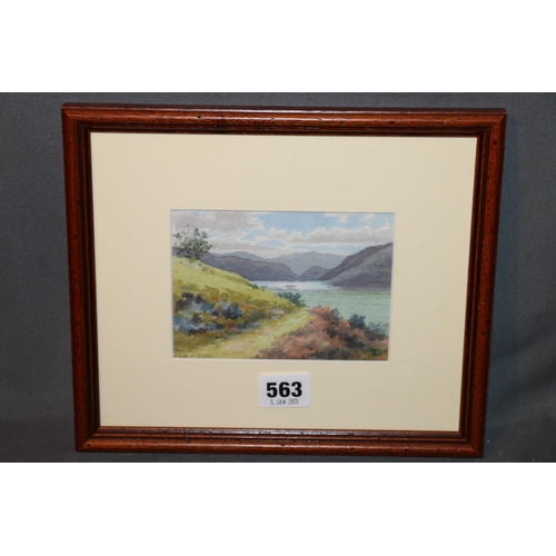 563 - A D EVANS, Highland loch scene, watercolour, signed lower left, 9cm x 13cm, frame 21cm x 25cm. 