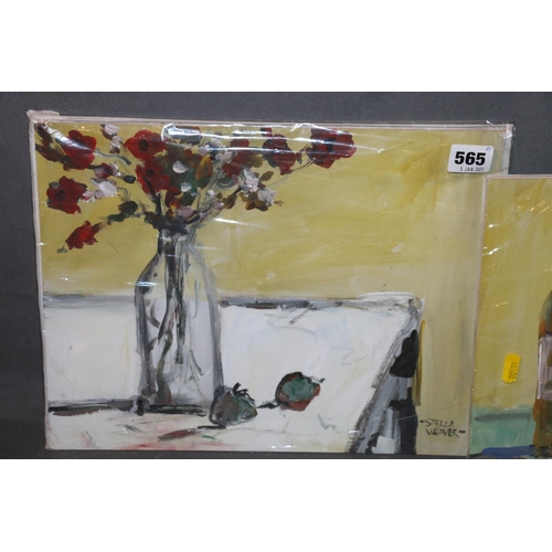 565 - STELLA WEAVER, two still life oil on boards, signed, 26cm x 34cm. (2)