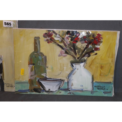 565 - STELLA WEAVER, two still life oil on boards, signed, 26cm x 34cm. (2)